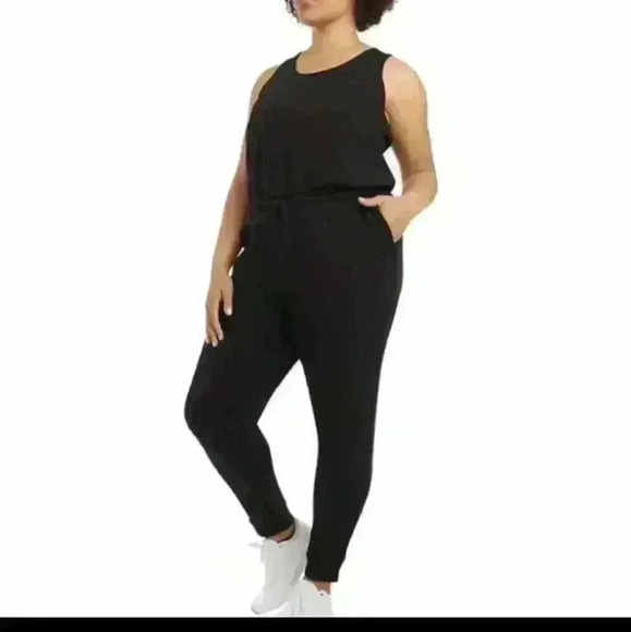 Danskin Black Sleeveless Racerback French Terry One Piece Romper Jumpsuit Varies - Picture 5 of 5